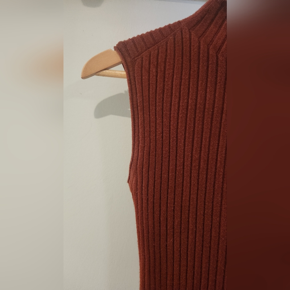 Rust Sleeveless Ribbed Knit Dress S/p - Picture 4 of 4